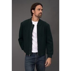New Bagatelle Homme Faux Wool Bomber Jacket Forest Green Large